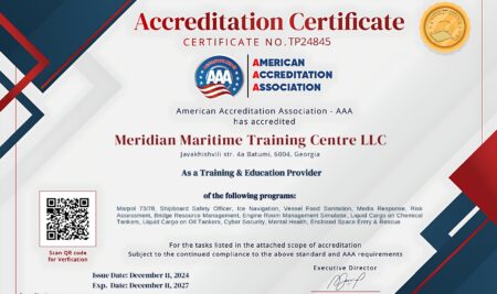 მერიდიანი The American Accreditation Association-ის მიერ აღიარებული საგანმანათლებლო დაწესებულება და საწვრთნელი ცენტრია