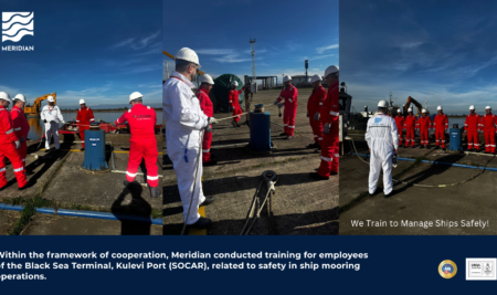 Within the framework of cooperation, Meridian conducted training for employees of the Black Sea Terminal, Kulevi Port (SOCAR), related to safety in ship mooring operations.