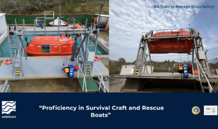 Starting today, the practical exercises for the maritime training course “Proficiency in Survival Craft and Rescue Boats” will be conducted at Meridian’s training base.
